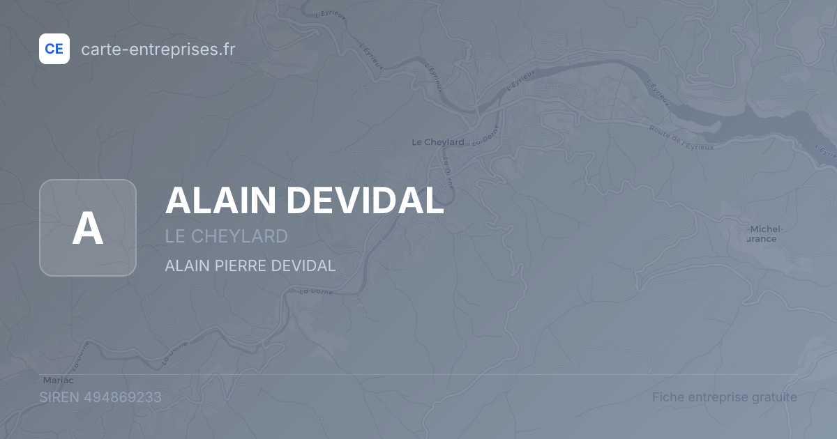 ALAIN DEVIDAL — 494869233 — fiche entreprise