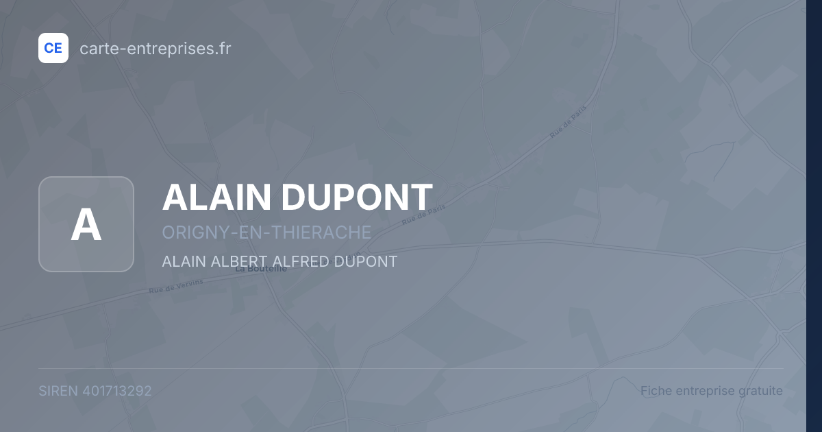 ALAIN DUPONT — 401713292 — fiche entreprise