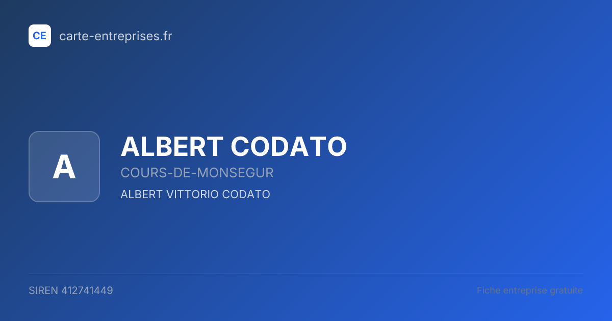 ALBERT CODATO — 412741449 — fiche entreprise