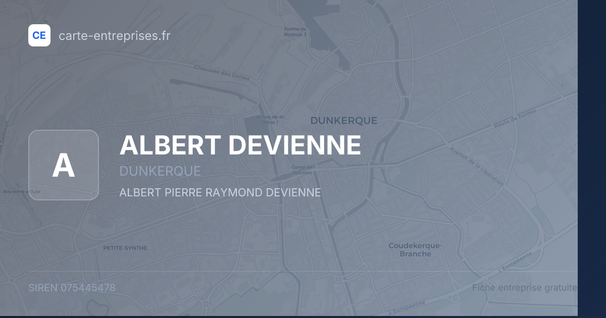 ALBERT DEVIENNE — 075445478 — fiche entreprise