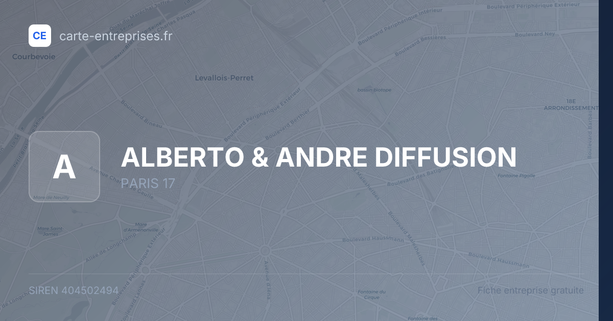 ALBERTO & ANDRE DIFFUSION — 404502494 — fiche entreprise