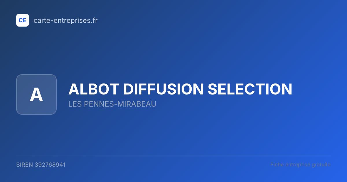 ALBOT DIFFUSION SELECTION — 392768941 — fiche entreprise