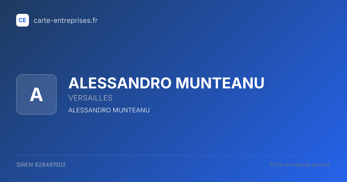 ALESSANDRO MUNTEANU — 928481902 — fiche entreprise