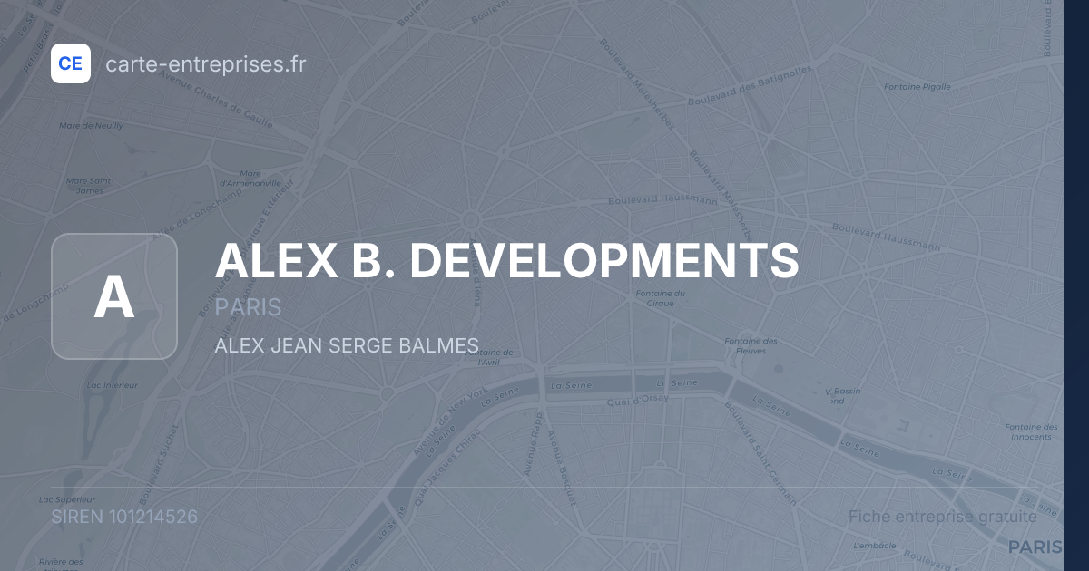 ALEX B. DEVELOPMENTS — 101214526 — fiche entreprise