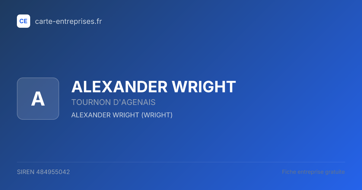 ALEXANDER WRIGHT — 484955042 — fiche entreprise