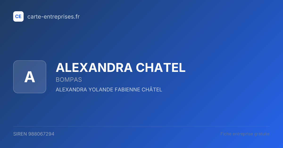 ALEXANDRA CHATEL — 988067294 — fiche entreprise