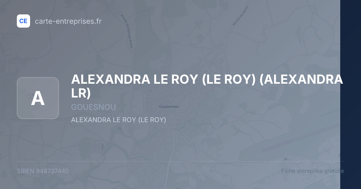 ALEXANDRA LE ROY (LE ROY) (ALEXANDRA LR) — 948737440 — fiche entreprise