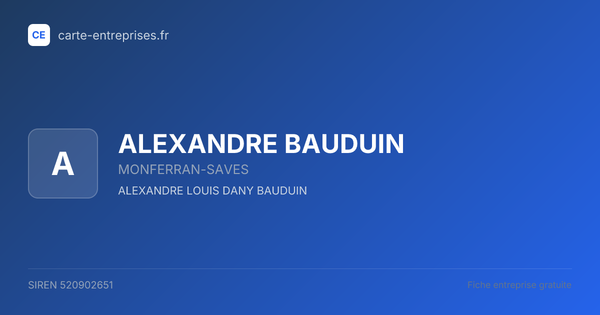 ALEXANDRE BAUDUIN — 520902651 — fiche entreprise