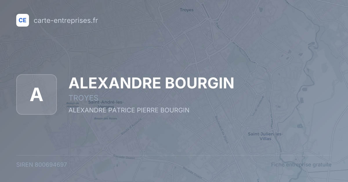 ALEXANDRE BOURGIN — 800694697 — fiche entreprise