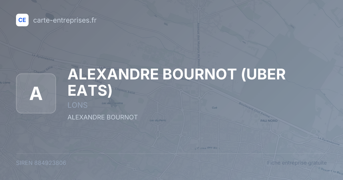 ALEXANDRE BOURNOT (UBER EATS) — 884923806 — fiche entreprise