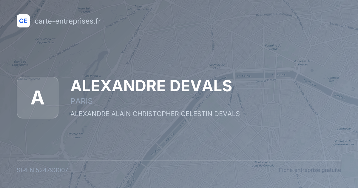 ALEXANDRE DEVALS — 524793007 — fiche entreprise