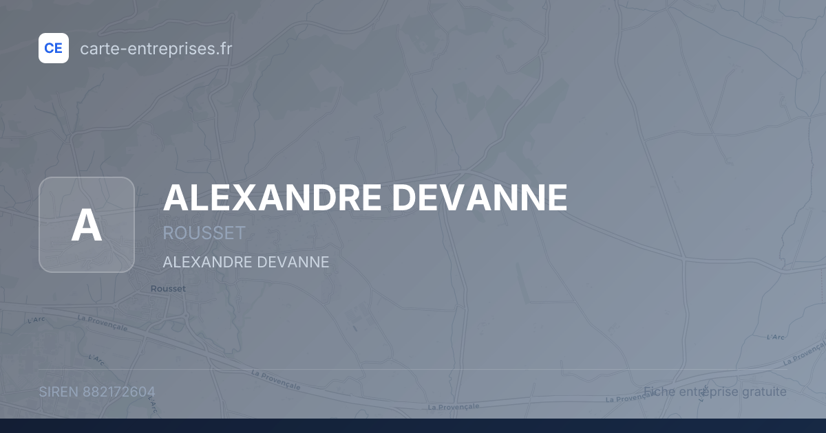 ALEXANDRE DEVANNE — 882172604 — fiche entreprise