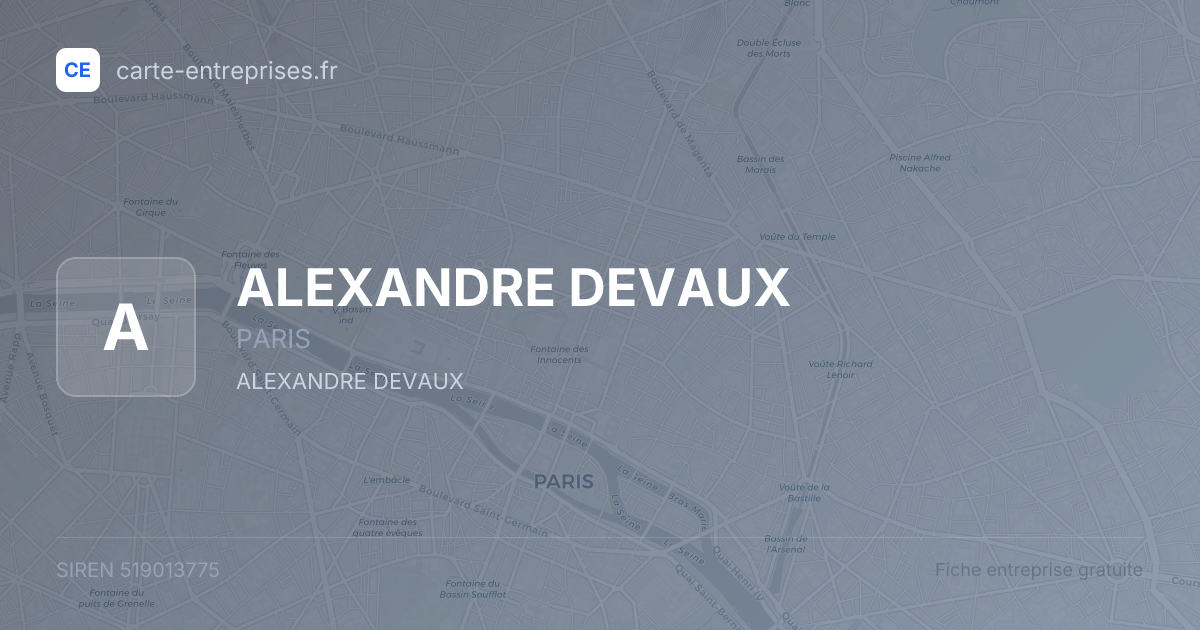 ALEXANDRE DEVAUX — 519013775 — fiche entreprise