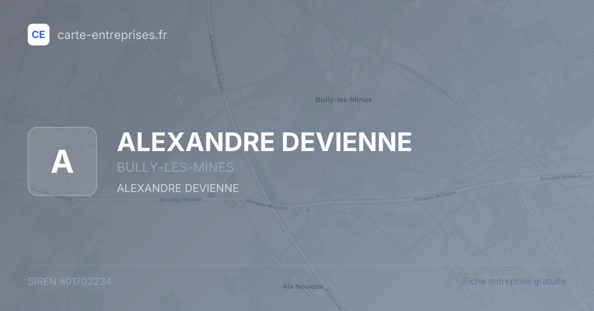 ALEXANDRE DEVIENNE — 801702234 — fiche entreprise