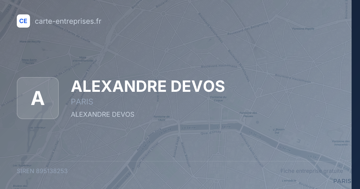 ALEXANDRE DEVOS — 895138253 — fiche entreprise