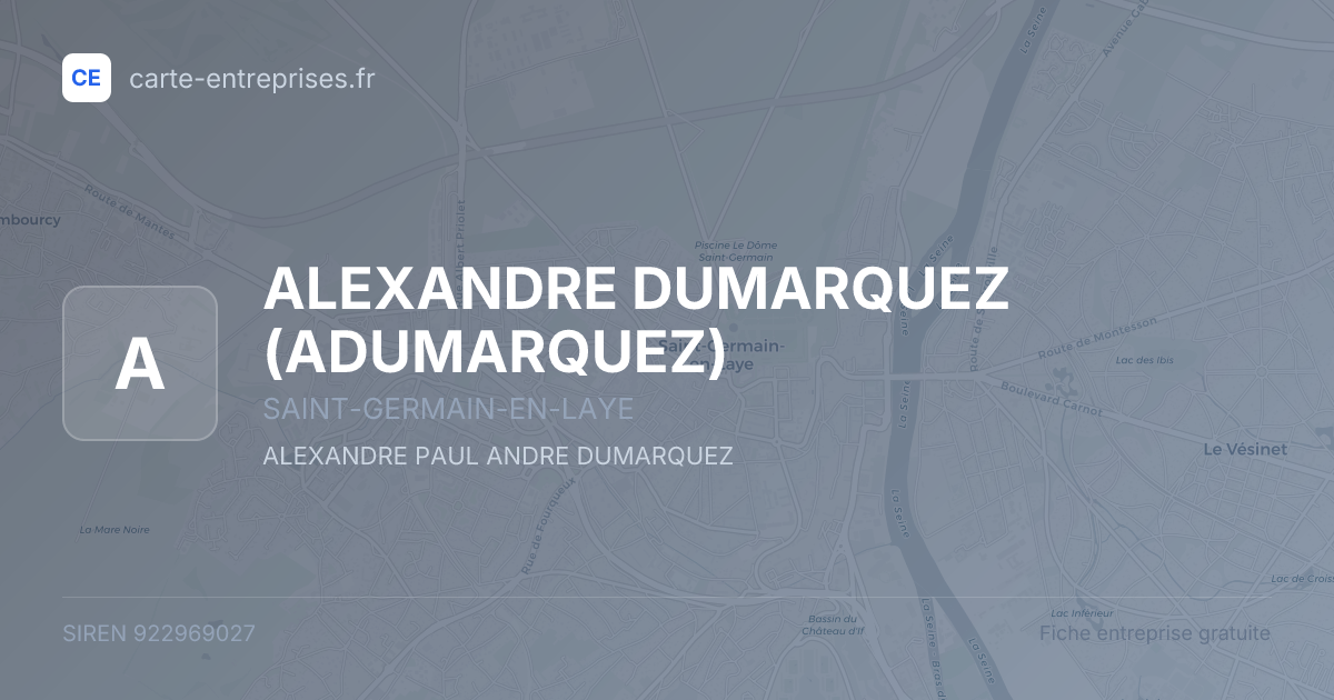 ALEXANDRE DUMARQUEZ (ADUMARQUEZ) — 922969027 — fiche entreprise