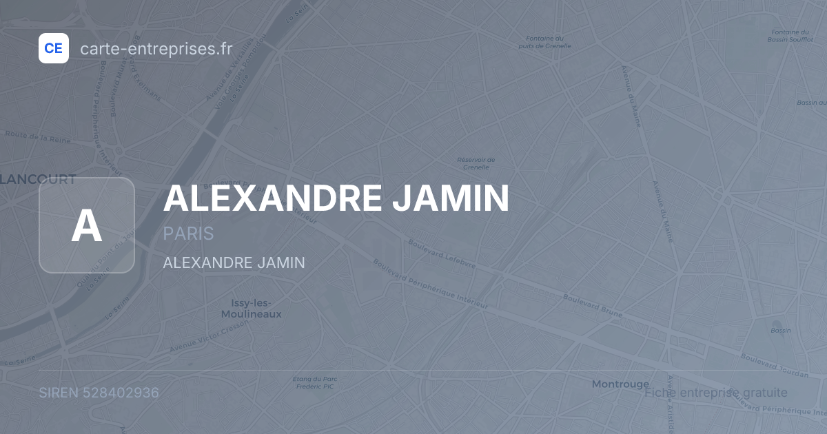 ALEXANDRE JAMIN — 528402936 — fiche entreprise