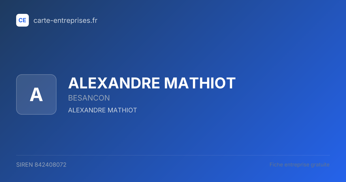 ALEXANDRE MATHIOT — 842408072 — fiche entreprise