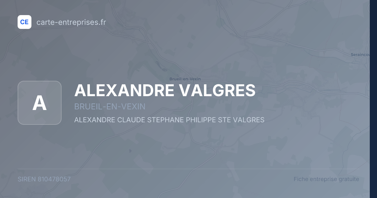 ALEXANDRE VALGRES — 810478057 — fiche entreprise