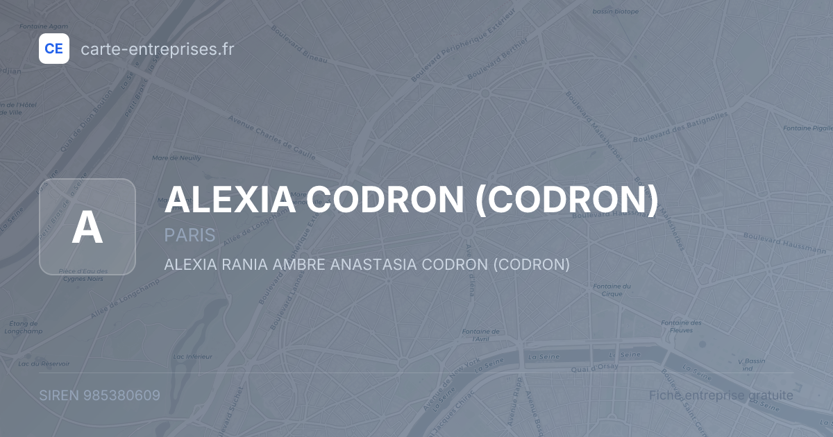 ALEXIA CODRON (CODRON) — 985380609 — fiche entreprise