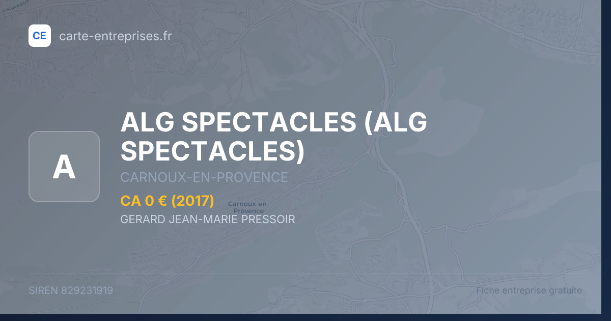 ALG SPECTACLES — 829231919 — fiche entreprise