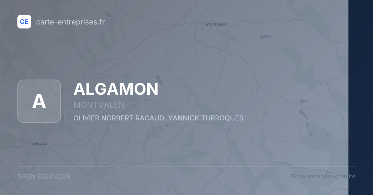 ALGAMON — 832158208 — fiche entreprise