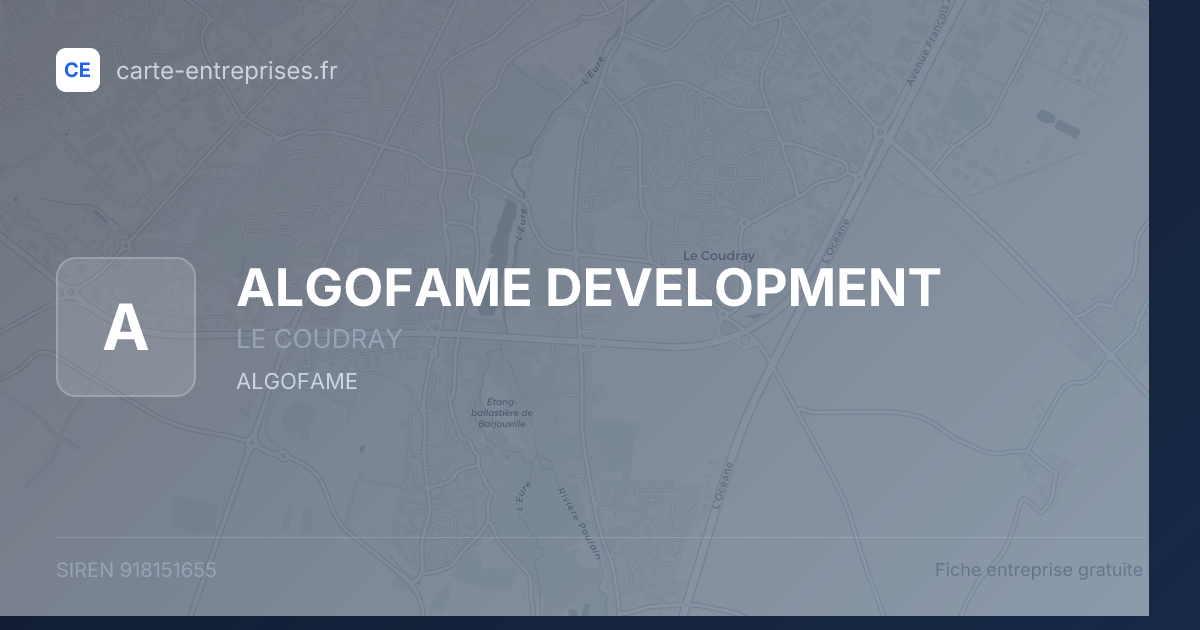 ALGOFAME DEVELOPMENT — 918151655 — fiche entreprise