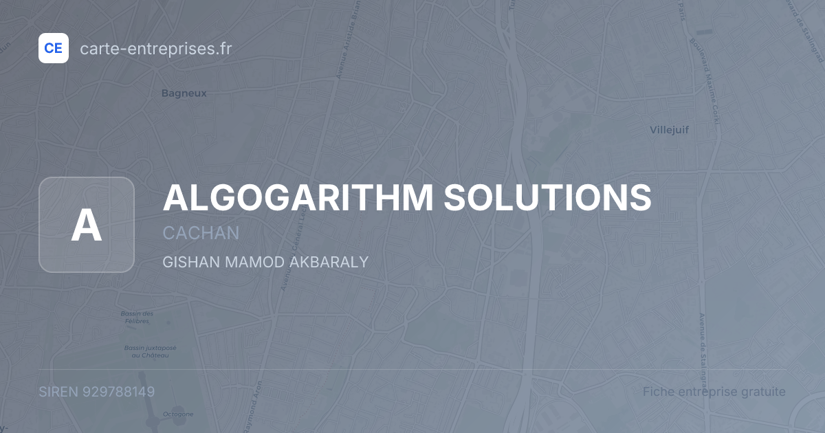 ALGOGARITHM SOLUTIONS — 929788149 — fiche entreprise
