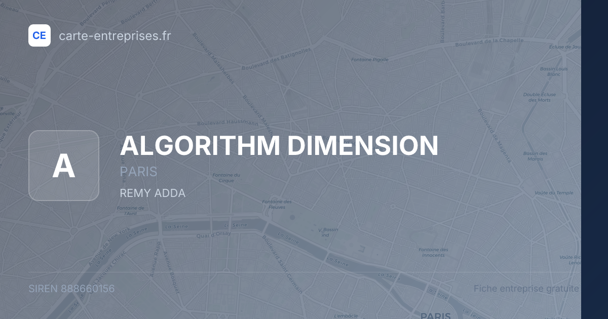 ALGORITHM DIMENSION — 888660156 — fiche entreprise