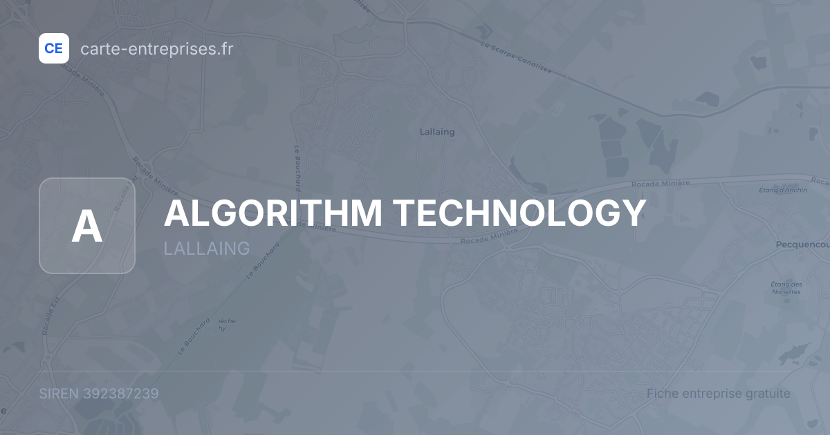ALGORITHM TECHNOLOGY — 392387239 — fiche entreprise
