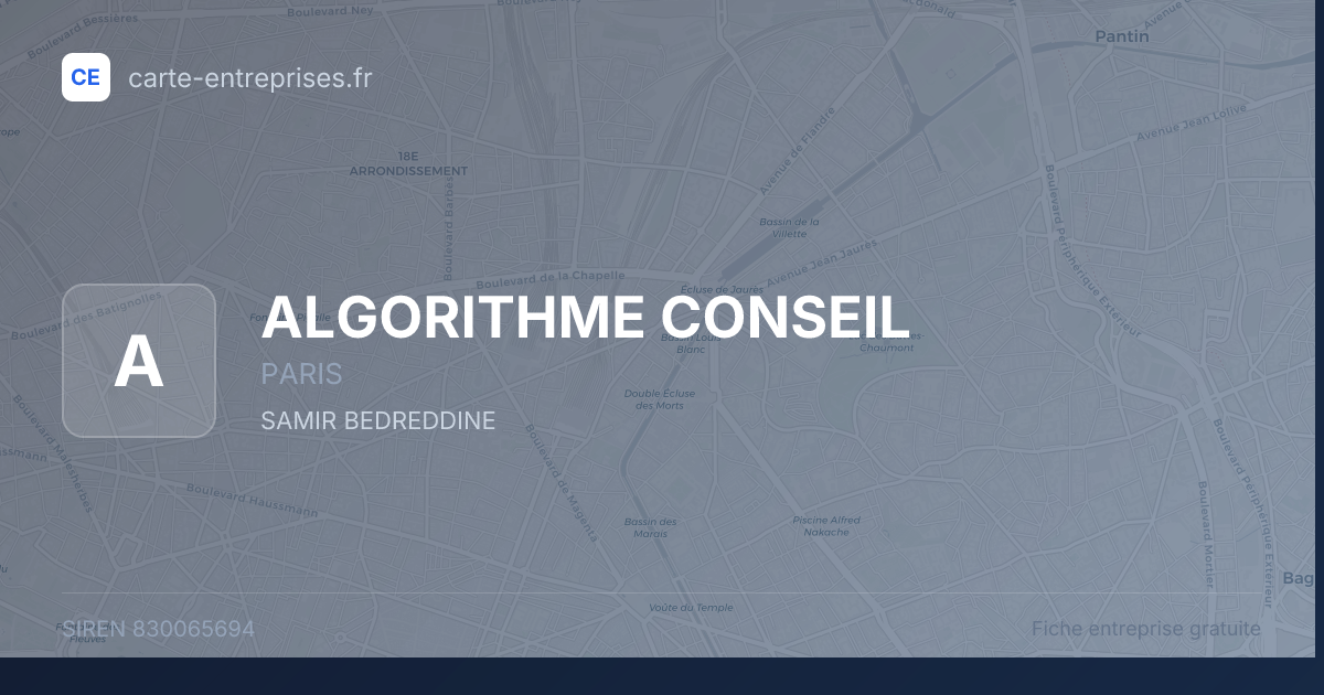 ALGORITHME CONSEIL — 830065694 — fiche entreprise