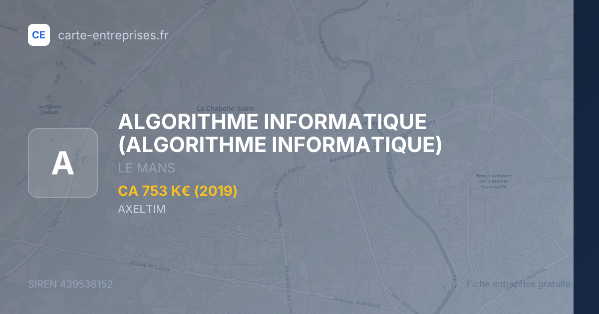 ALGORITHME INFORMATIQUE — 439536152 — fiche entreprise
