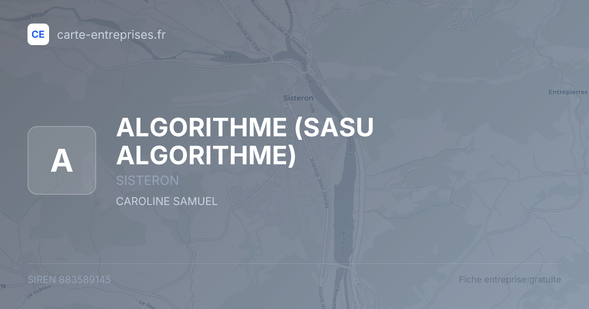ALGORITHME (SASU ALGORITHME) — 883589145 — fiche entreprise