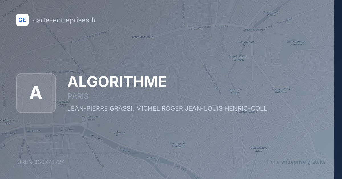 ALGORITHME — 330772724 — fiche entreprise