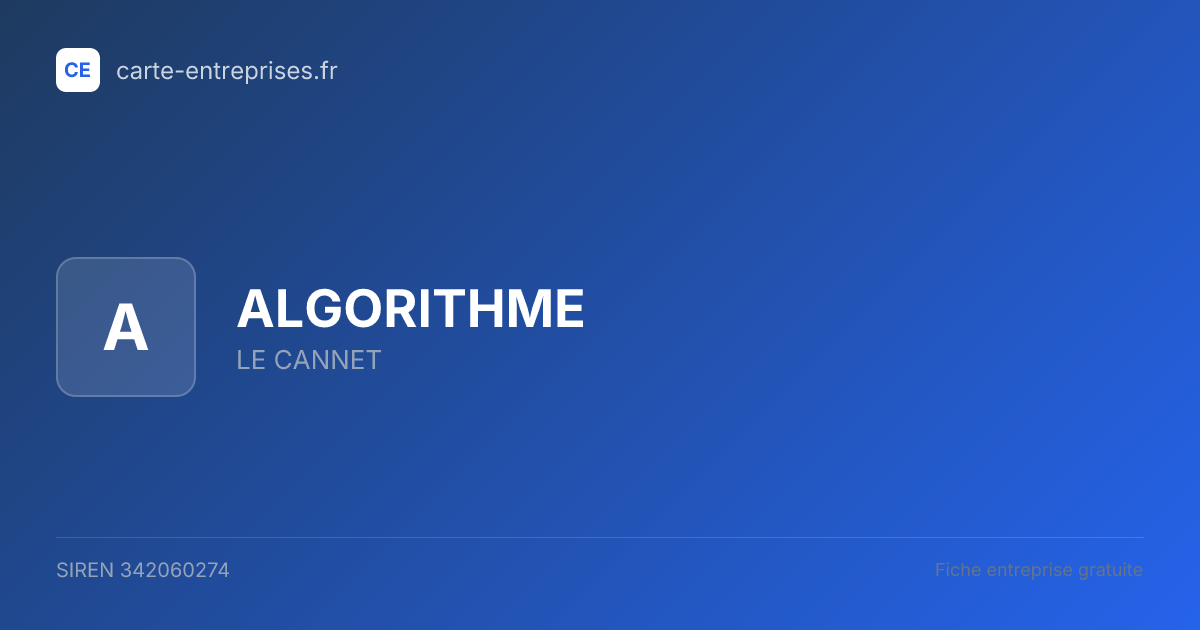 ALGORITHME — 342060274 — fiche entreprise