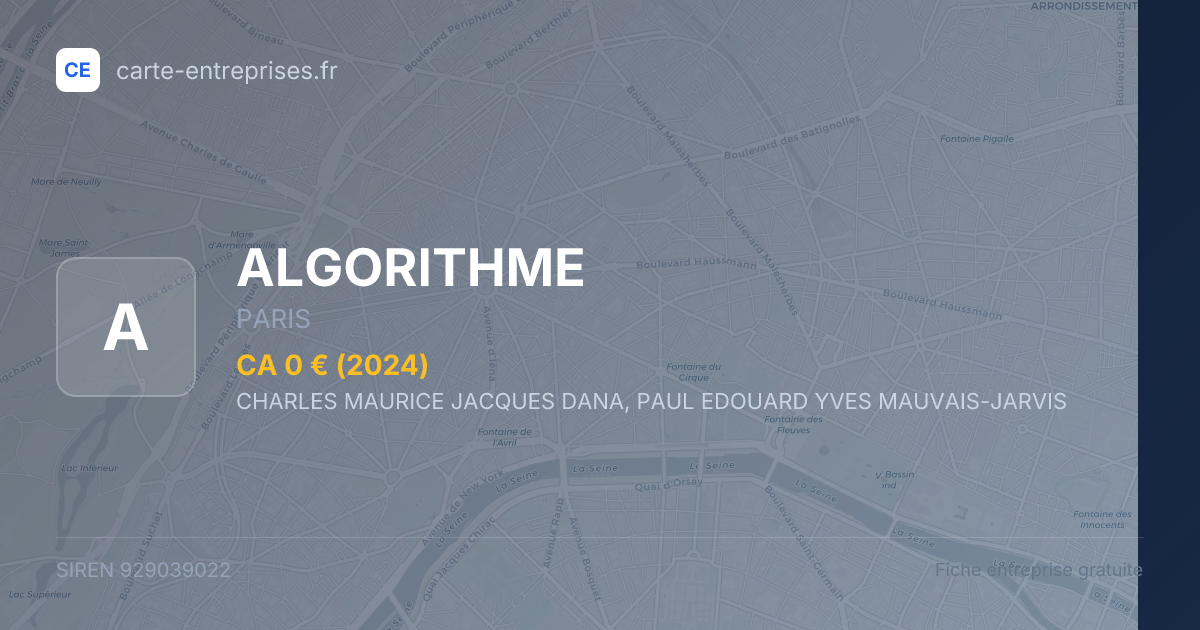 ALGORITHME — 929039022 — fiche entreprise