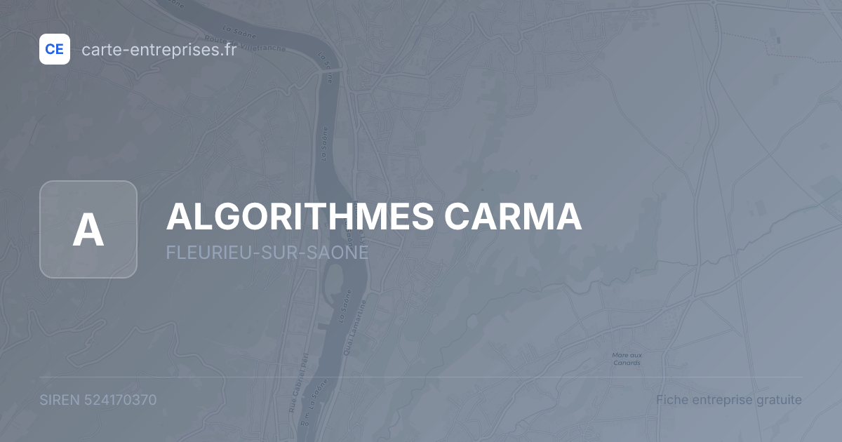 ALGORITHMES CARMA — 524170370 — fiche entreprise