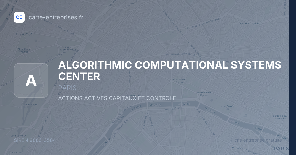 ALGORITHMIC COMPUTATIONAL SYSTEMS CENTER — 988613584 — fiche entreprise