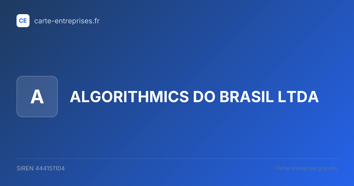 ALGORITHMICS DO BRASIL LTDA — 444151104 — fiche entreprise