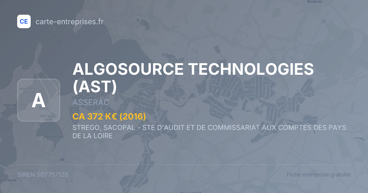 ALGOSOURCE TECHNOLOGIES (AST) — 507757128 — fiche entreprise