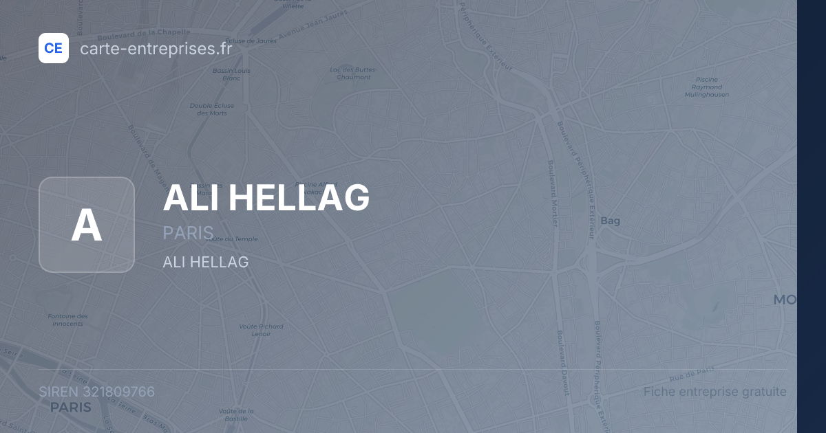 ALI HELLAG — 321809766 — fiche entreprise
