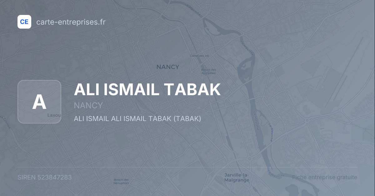 ALI ISMAIL TABAK — 523847283 — fiche entreprise