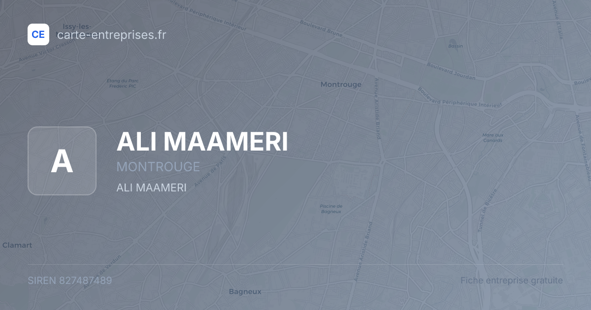 ALI MAAMERI — 827487489 — fiche entreprise