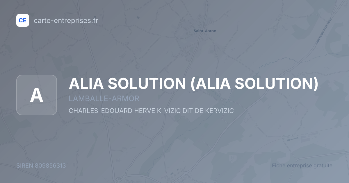 ALIA SOLUTION — 809856313 — fiche entreprise