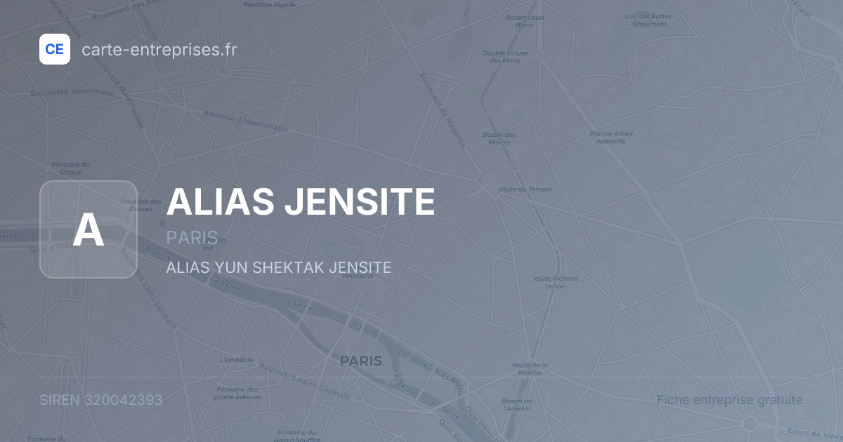 ALIAS JENSITE — 320042393 — fiche entreprise
