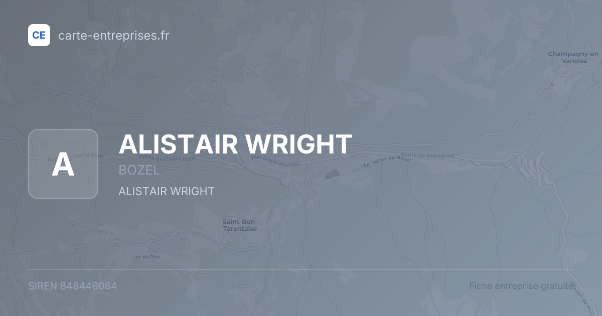 ALISTAIR WRIGHT — 848446084 — fiche entreprise