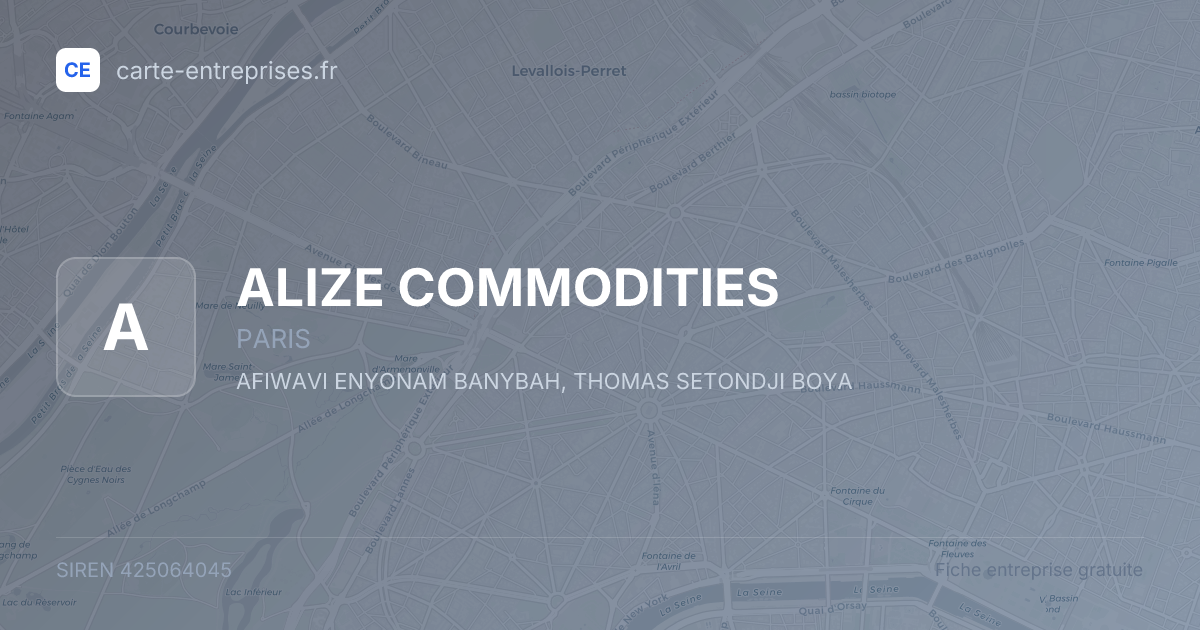 ALIZE COMMODITIES — 425064045 — fiche entreprise