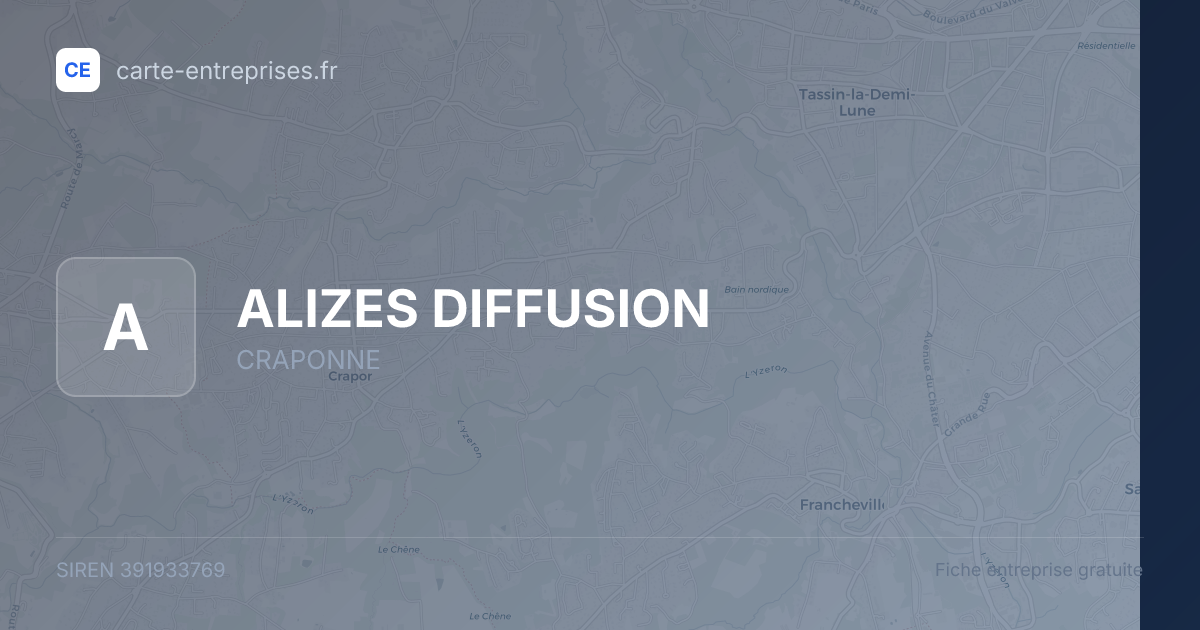 ALIZES DIFFUSION — 391933769 — fiche entreprise