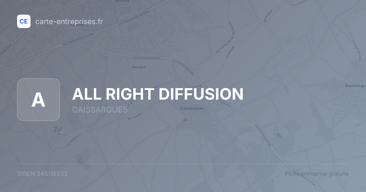 ALL RIGHT DIFFUSION — 345115232 — fiche entreprise
