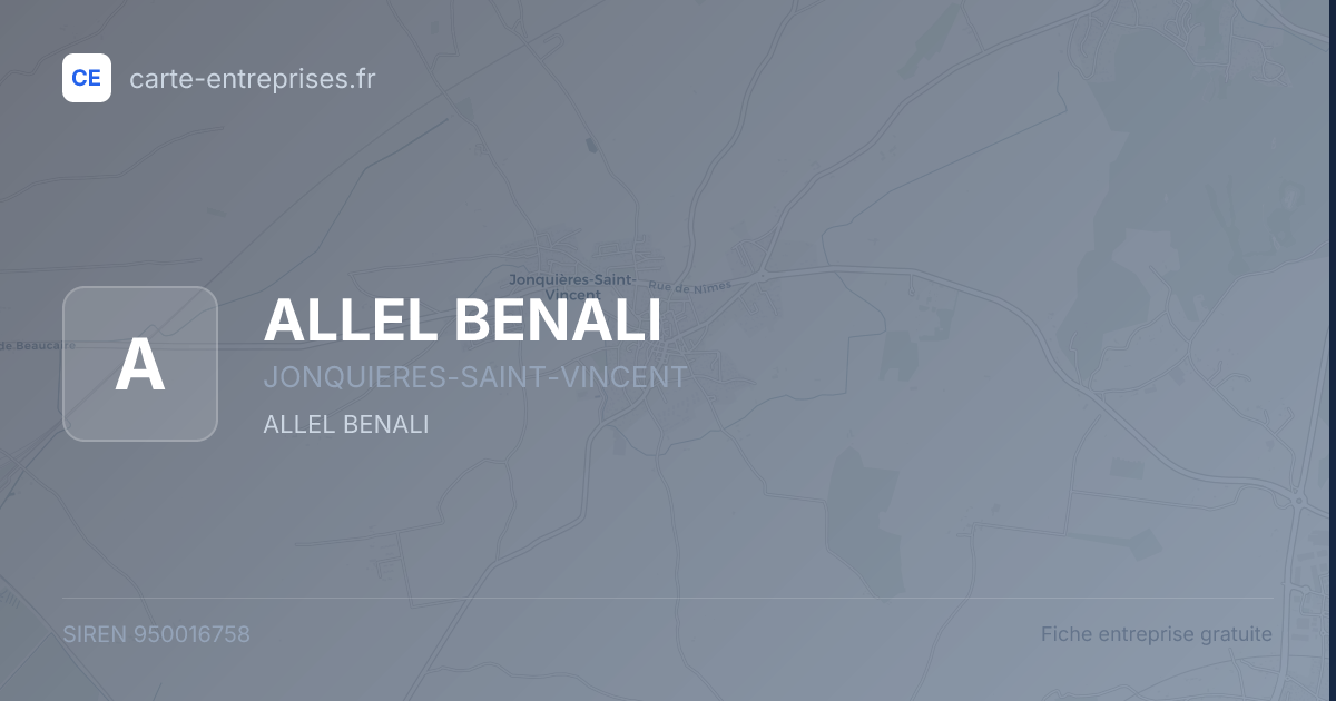 ALLEL BENALI — 950016758 — fiche entreprise